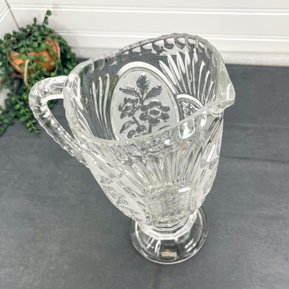 Vintage Crystal Water Pitcher: Flora Collection - Picture 3 of 7